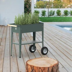 Hochbeet Urban Garden Trolley, Grün, 75 X 35 X 80 Cm -Kölle 0980250161 Urban Garden Trolley auf Raedern Oak Green 6 108098