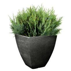 Kölle -Kölle 3210103166 Koelle Pflanzgefaess Rillenoptik Luis quad anthrazit 63451