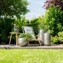 Pflanzgefäß 'Rowen', Silber, Ø 38 X H 62 Cm -Kölle 3210801614 3210801615 3210801617 3210801618 3210801635 3210801636 3210801637 3210801638 Pflanzgefaess Rowen silber 2 114961