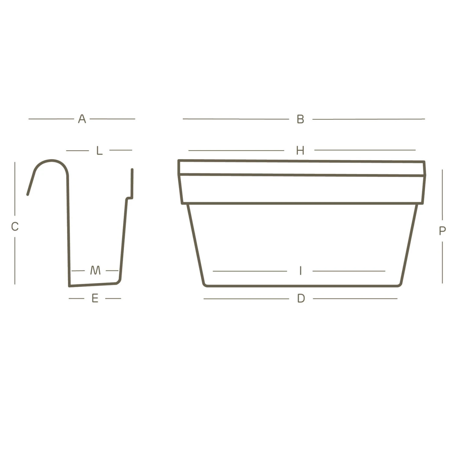 Balkon-Hängekasten UP Cassetta, taupe, 50 cm, 9 Liter Balkon-Hängekasten UP Cassetta, Taupe, 50 Cm, 9 Liter -Kölle 3230101010 Balkon Haengekasten UP Cassetta technische Zeichnung 111253