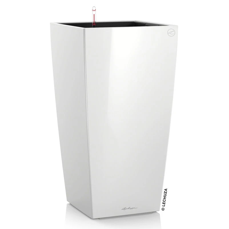 LECHUZA Cubico Premium 40, Weiß Hochglanz, All-in-One-Set, 40 X 40, H:75 Cm -Kölle 3325100081 Cubico Premium 40 weiss All in