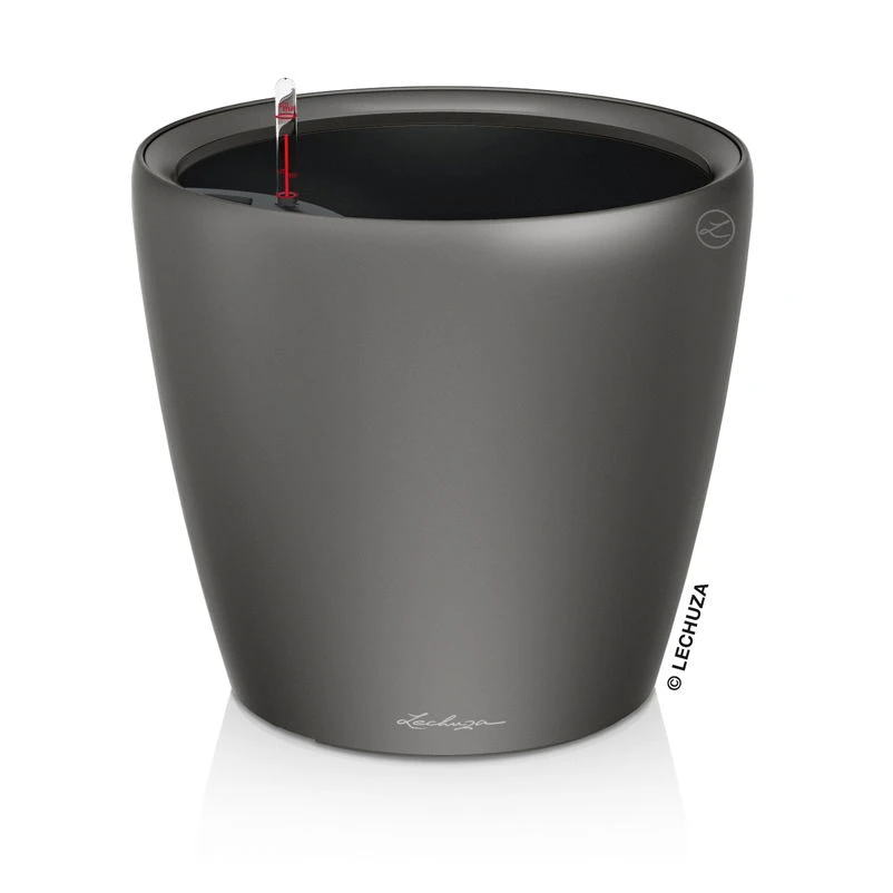LECHUZA Classico Premium LS, All-in-One-Set, Anthrazit-metallic, Ø 28 Cm H:26 Cm -Kölle 3325100223 Classico Premium 28LS anthrazit All in